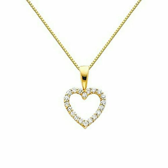 14k Solid yellow Gold 2pc Heart Necklace